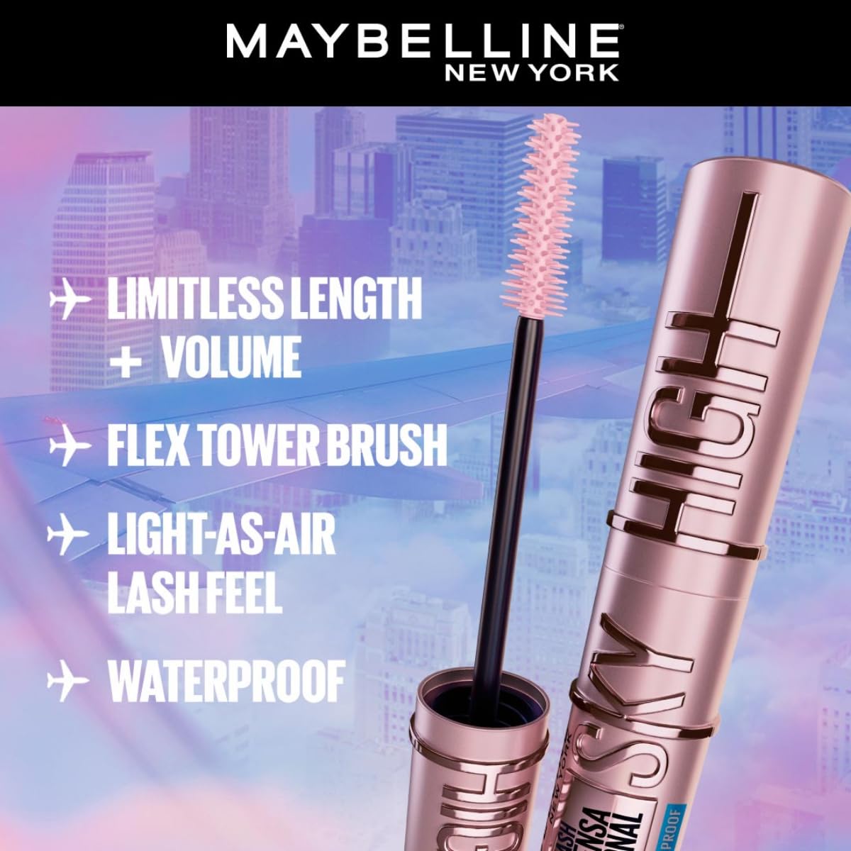 Maybelline New York Lash Sensational Sky High Waterproof Mascara - Very Black (6ml)