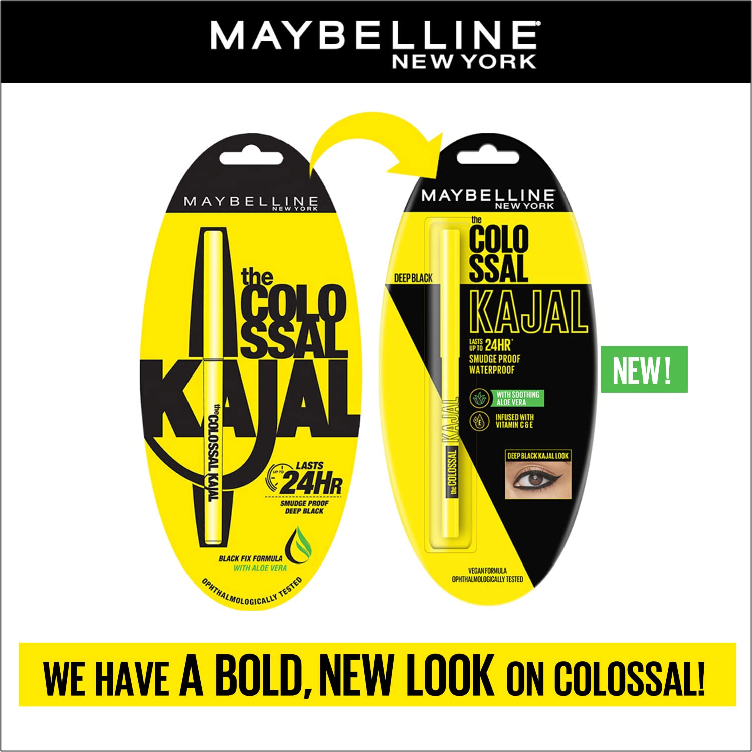 Maybelline New York The Colossal Kajal, Smudge proof & Waterproof Lasts Up To 24H - Deep Black (0.35g)
