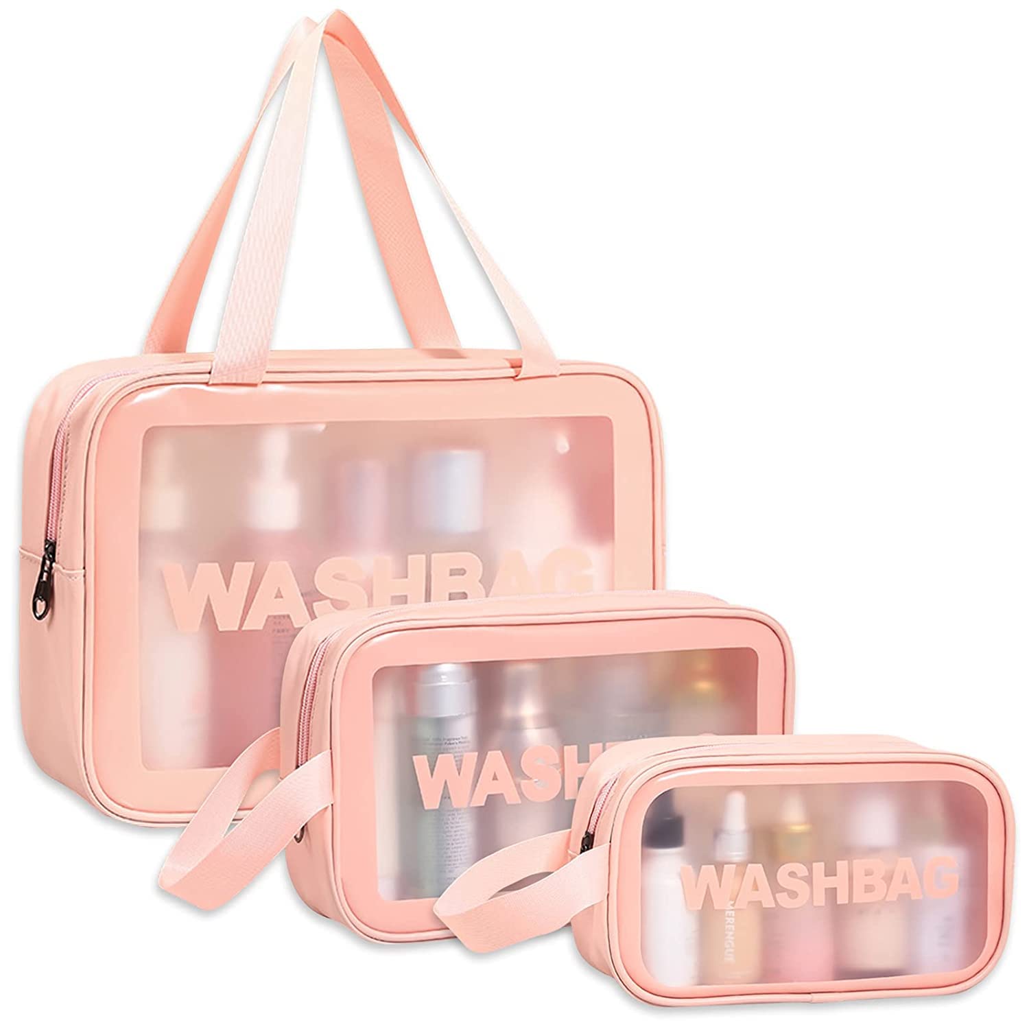 Professional Makeup Pouch Travel Toiletries Organizer Cosmetic Bags Portable - Set Of 3