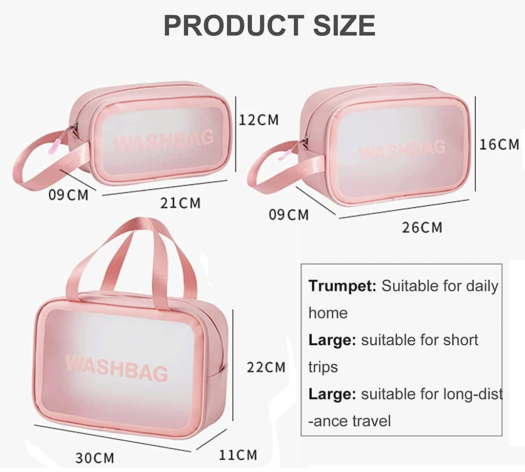 Professional Makeup Pouch Travel Toiletries Organizer Cosmetic Bags Portable - Set Of 3