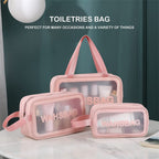 Professional Makeup Pouch Travel Toiletries Organizer Cosmetic Bags Portable - Set Of 3