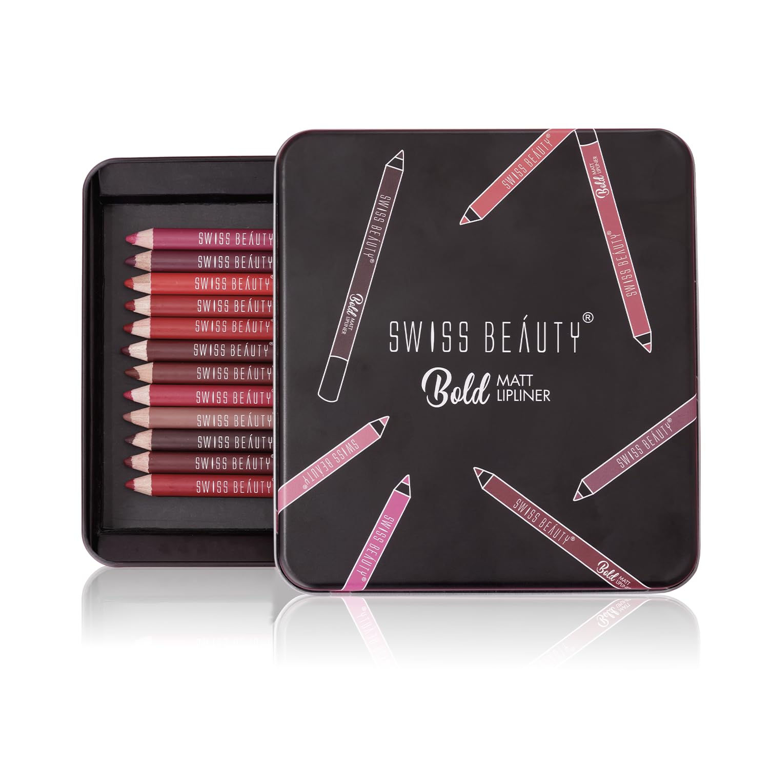 Swiss Beauty Bold Matt Lip Liner - Multi-Color (12Pcs)